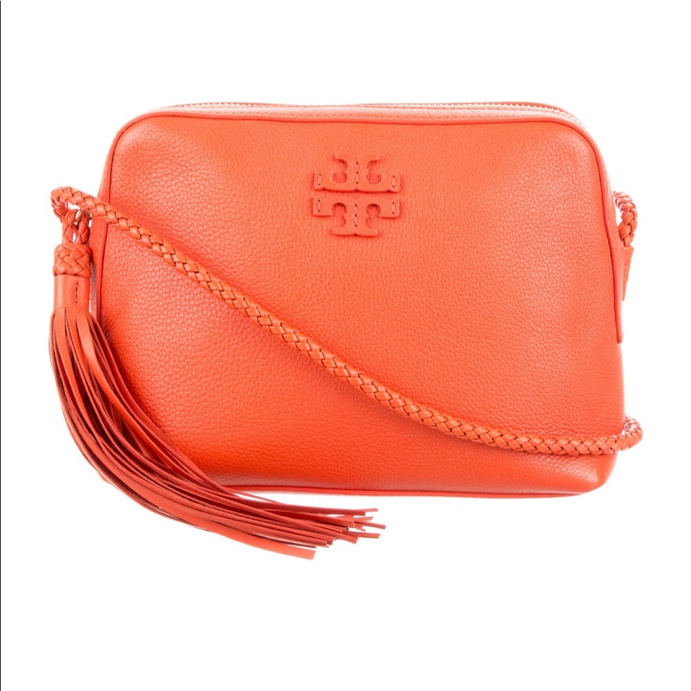 Tory Burch Taylor crossbody camera bag braided handle orange sold out